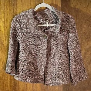 FREE PEOPLE Pink, Cream & Gold Cardigan Sweater Sz S